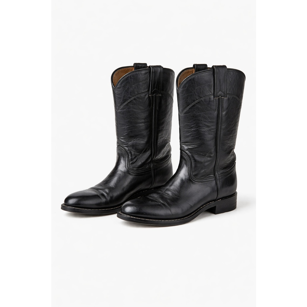 Justin Women's Black Cora 10" Tall Cowhide Roper Boots L3703 Size 6c 6wide